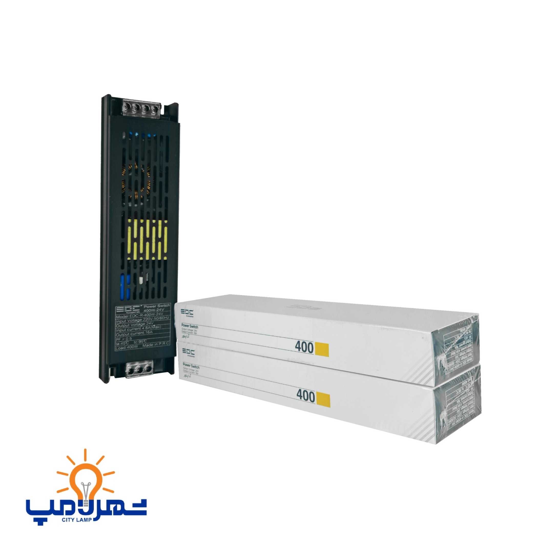 منبع تغذیه اسلیم 24 ولت 95 درصد ای دی سی سوییچینگ 400وات 16.5آمپر(بسته 2 عددی)