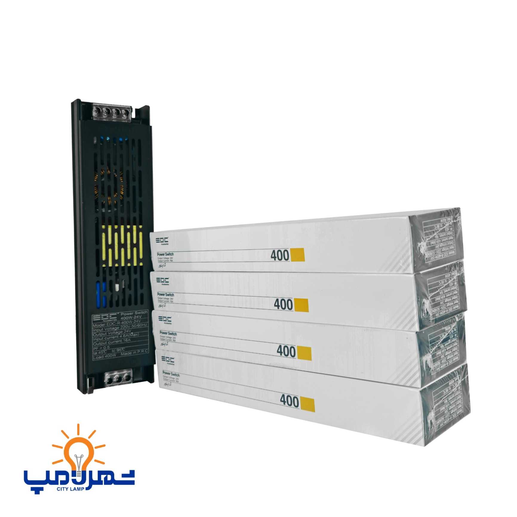 منبع تغذیه اسلیم 24 ولت 95 درصد ای دی سی سوییچینگ 400وات 16.5آمپر(بسته 4 عددی)