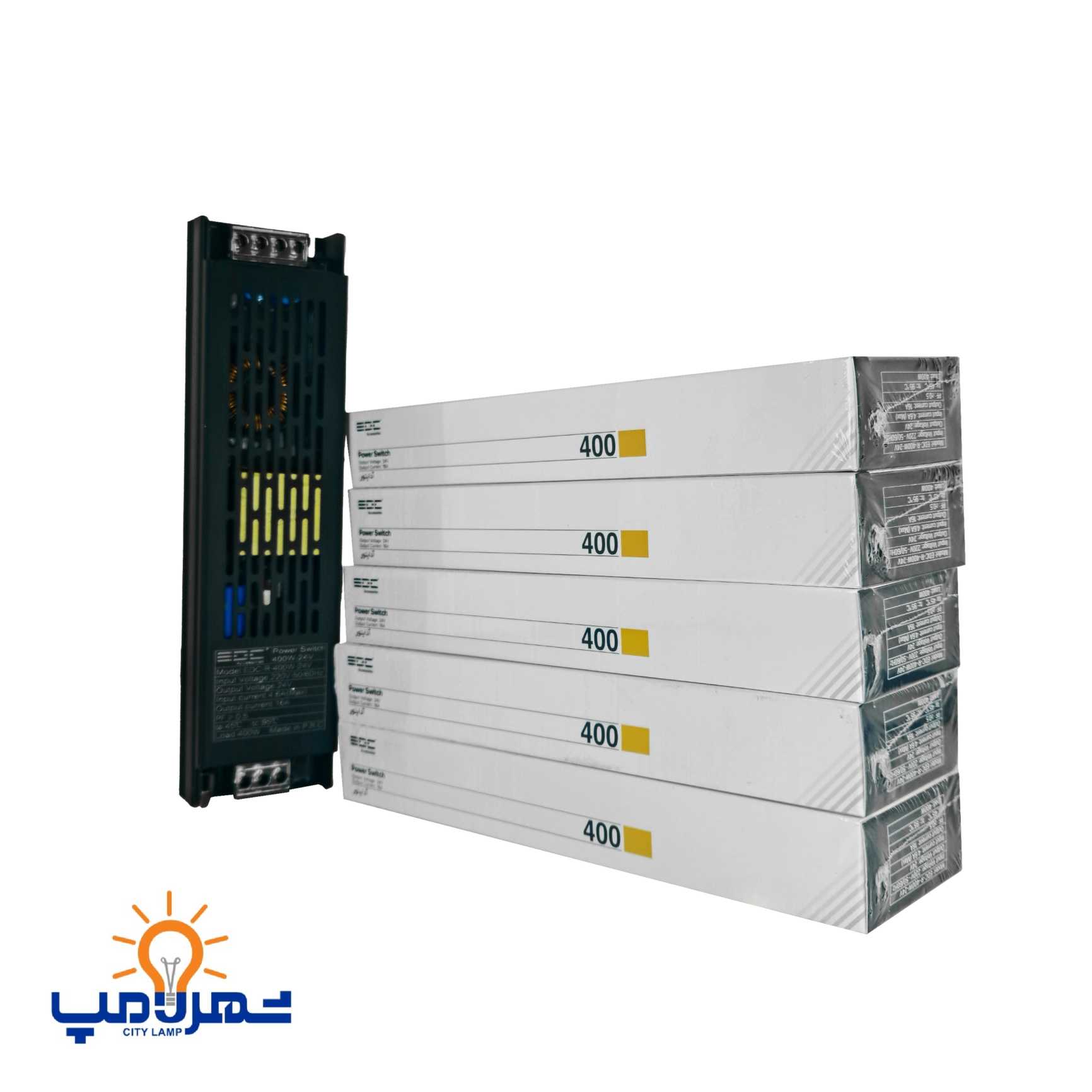 منبع تغذیه اسلیم 24 ولت 95 درصد ای دی سی سوییچینگ 400وات 16.5آمپر(بسته 6 عددی)