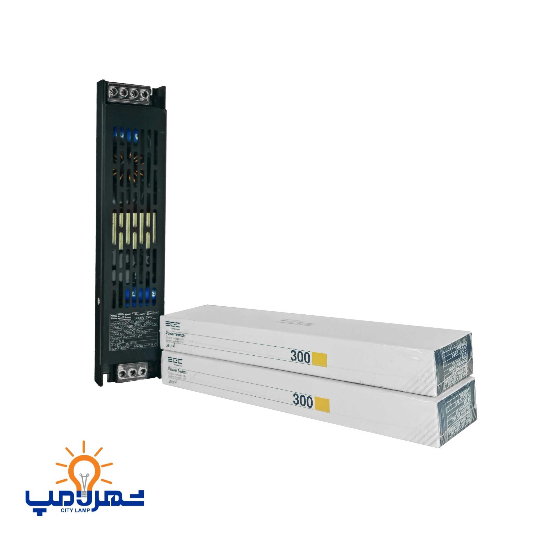 منبع تغذیه اسلیم 24 ولت 95 درصد ای دی سی سوییچینگ 300وات 12.5آمپر(بسته 2 عددی)
